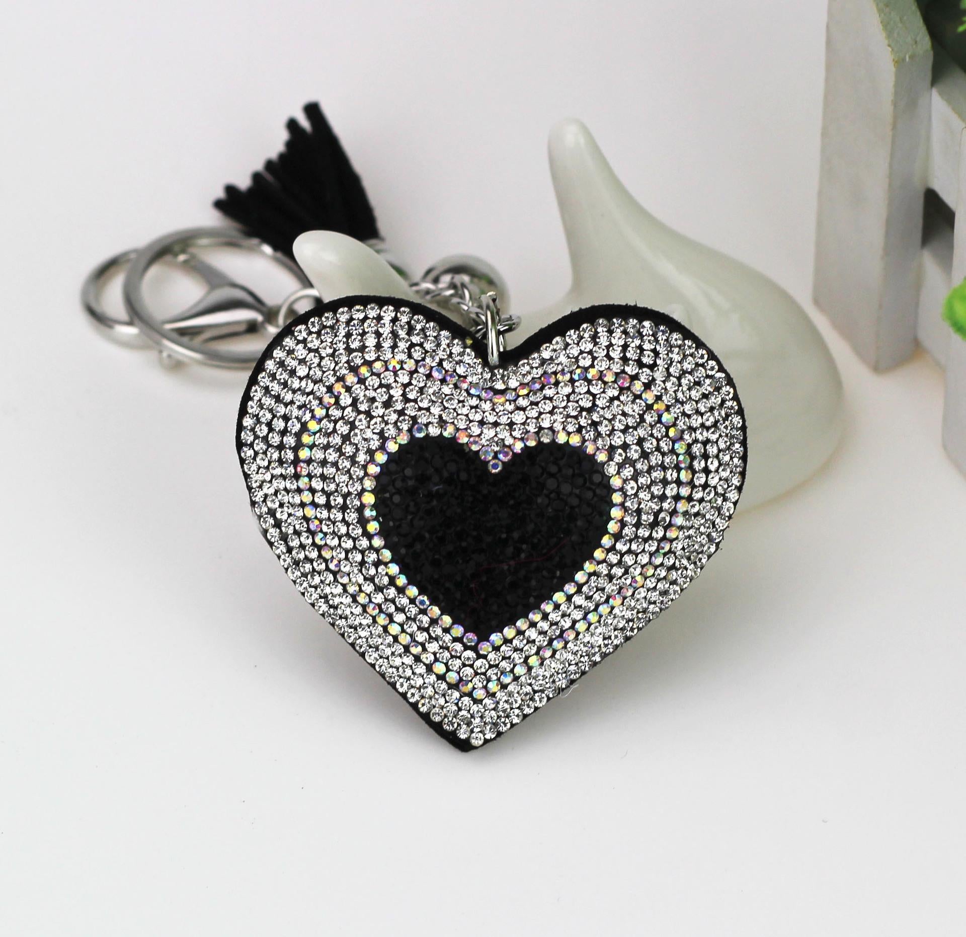 Wholesale Peach Heart Diamond Tassel Keychains